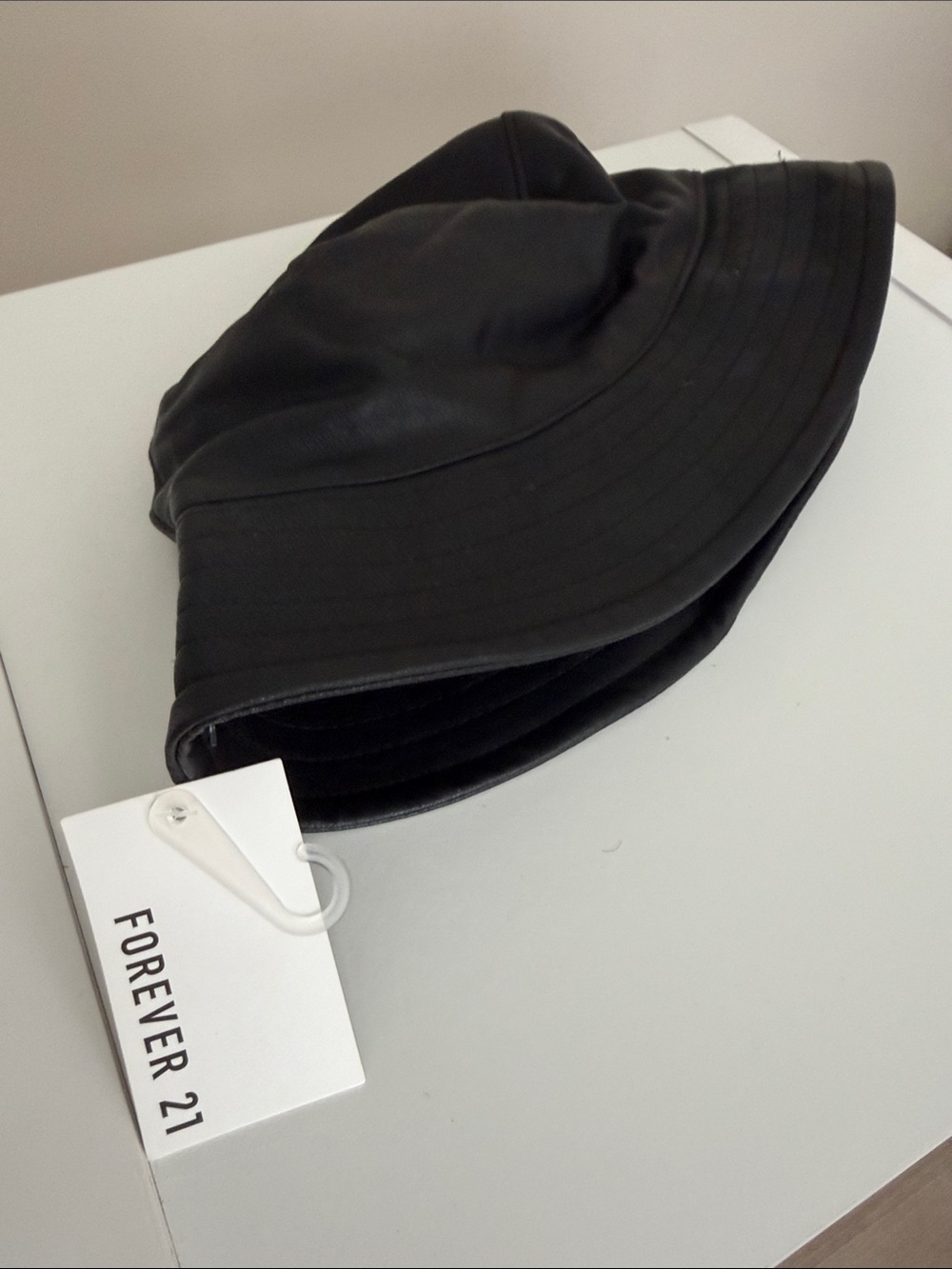 Forever 21 Black Faux Leather Bucket Hat